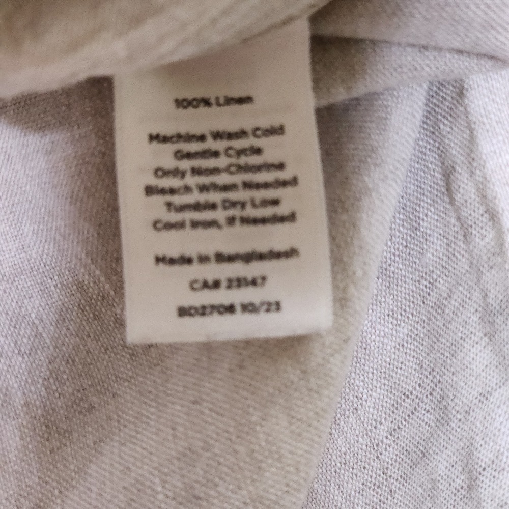Talbots Plus Size Linen Shirt Coastal Beach Beige Popover Shirt V Neck 2X - Picture 5 of 9